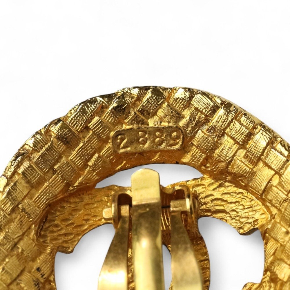 CHANEL Vintage Gold Logo Earrings - Picture 8 of 9